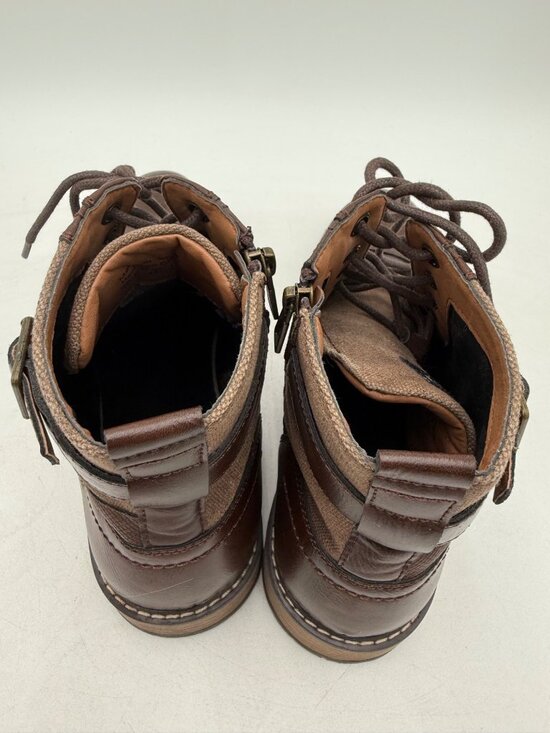 Madden Mens Brown Lace-Up Leather Boots Side Zipper Buckle Casual Chukka Size 10 main image 6